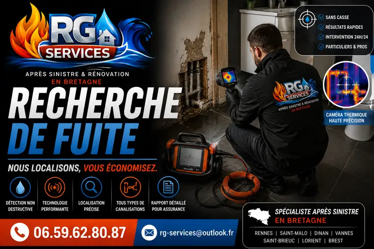 Technicien RG SERVICES en recherche de fuite à la caméra thermique